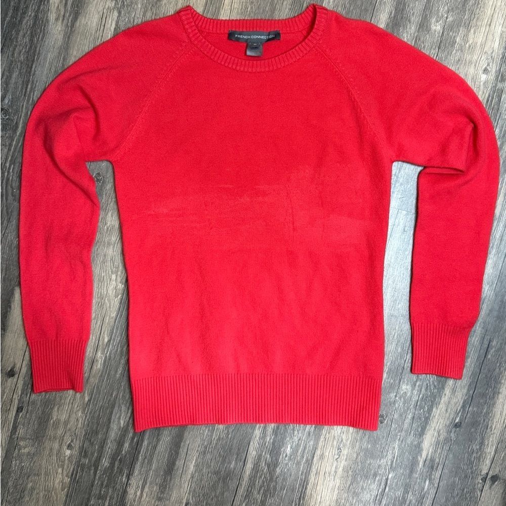French Connection Women's Vibrant Red Crewneck Sweater Size Medium